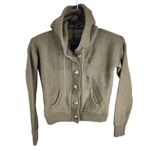 Womens Green American Eagle Knit Sweater Jacket Button & Full Zip Long Sleeve L